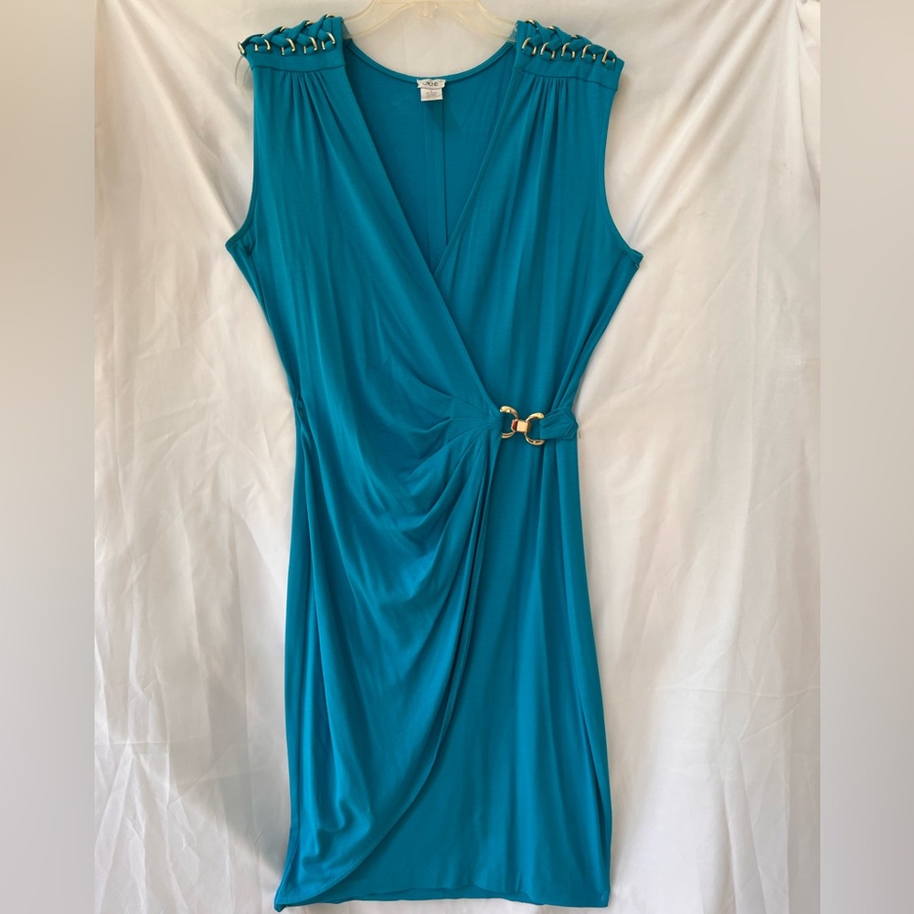 Cache Blue Ruched Sheath Midi Dress